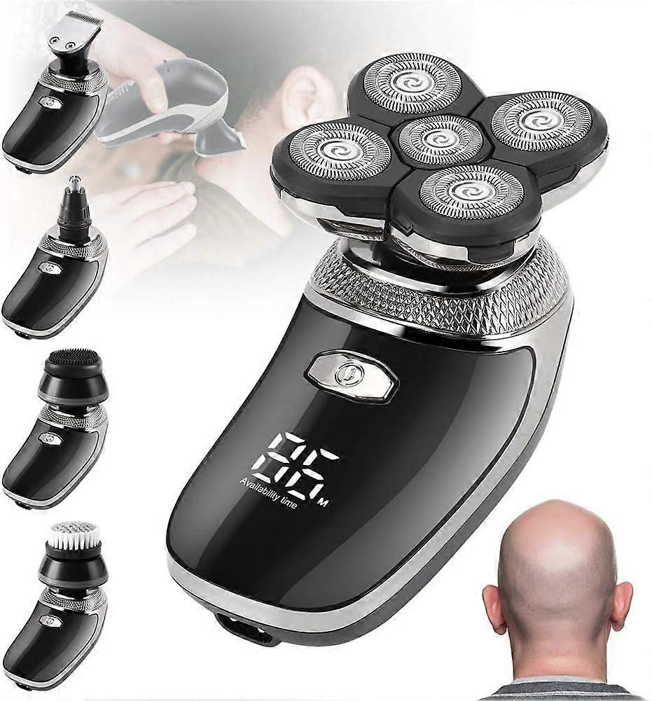 Rechargeable Bald Head Shaver for Men, USB Rotary Beard Trimmer, Waterproof - Image 1