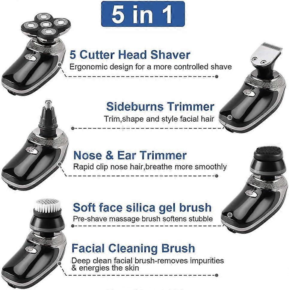 Rechargeable Bald Head Shaver for Men, USB Rotary Beard Trimmer, Waterproof - Image 3