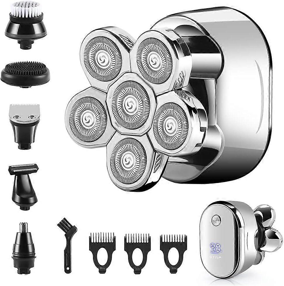 Waterproof USB Bald Head Shaver for Men, Rechargeable Rotary Razor - Image 1