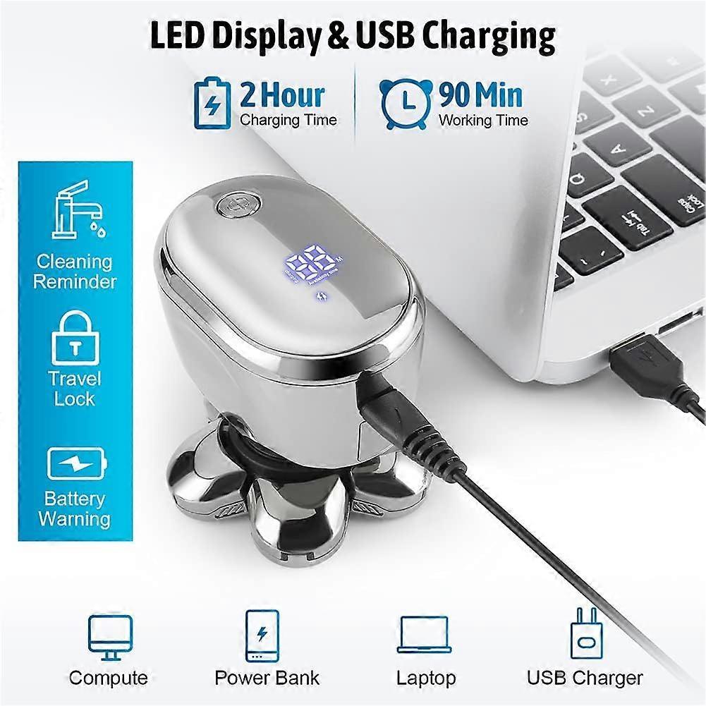 Waterproof USB Bald Head Shaver for Men, Rechargeable Rotary Razor - Image 4