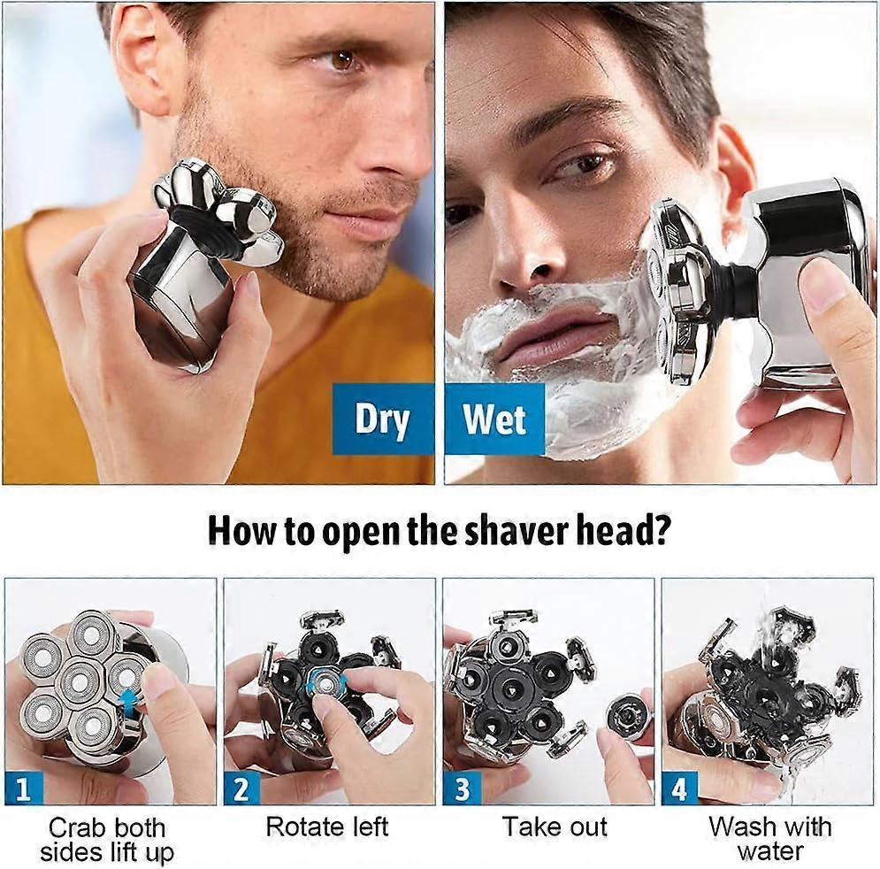 Waterproof USB Bald Head Shaver for Men, Rechargeable Rotary Razor - Image 5