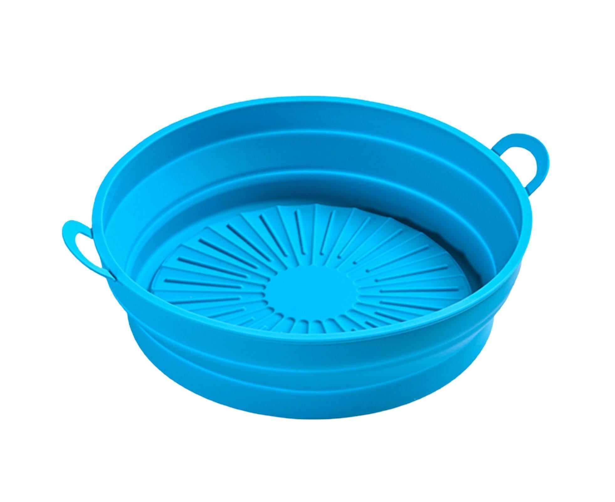 Air Fryers Bakeware Foldable Silicone Grill Pan -Blue 7.5inch - Image 1