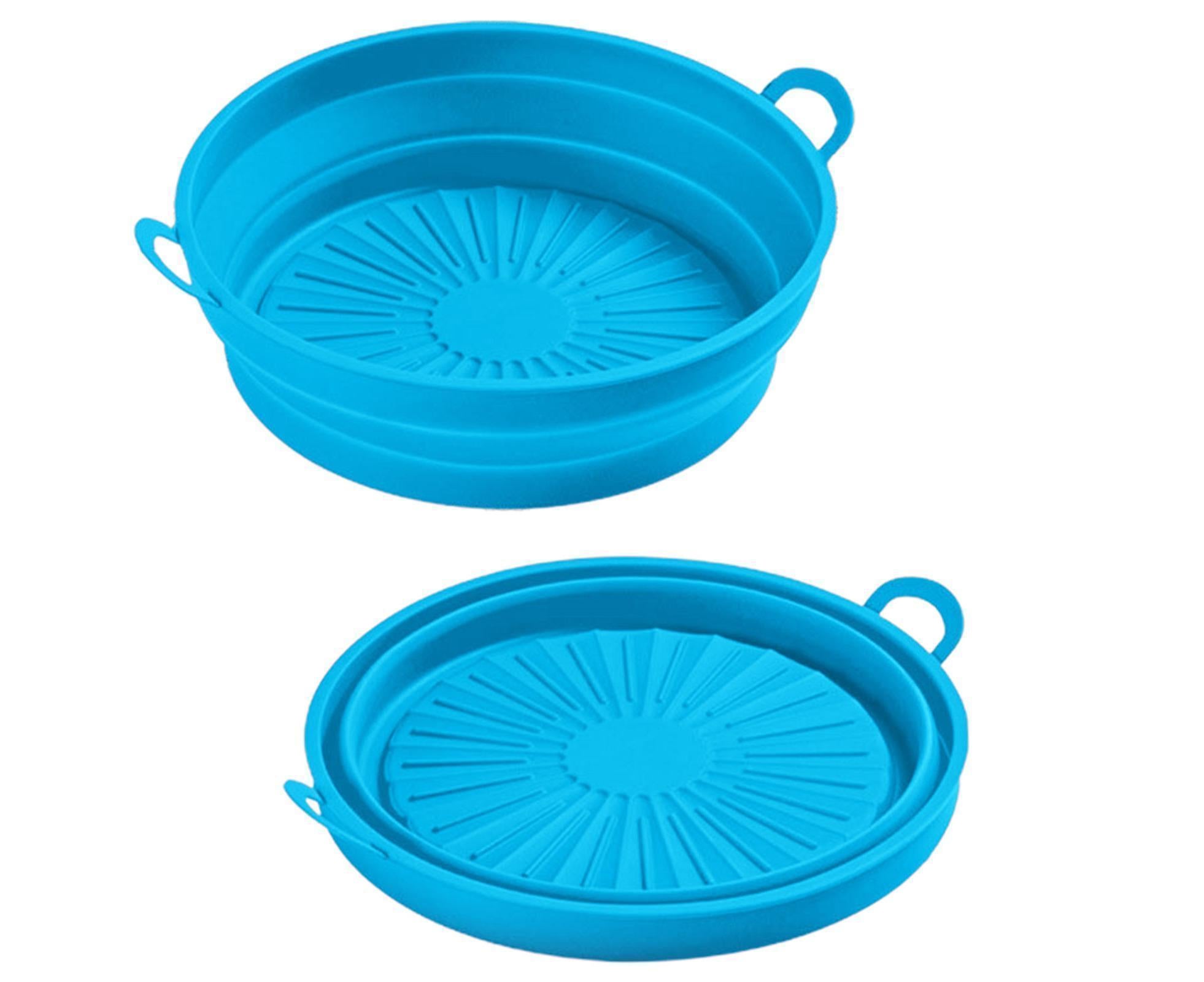Air Fryers Bakeware Foldable Silicone Grill Pan -Blue 7.5inch - Image 2