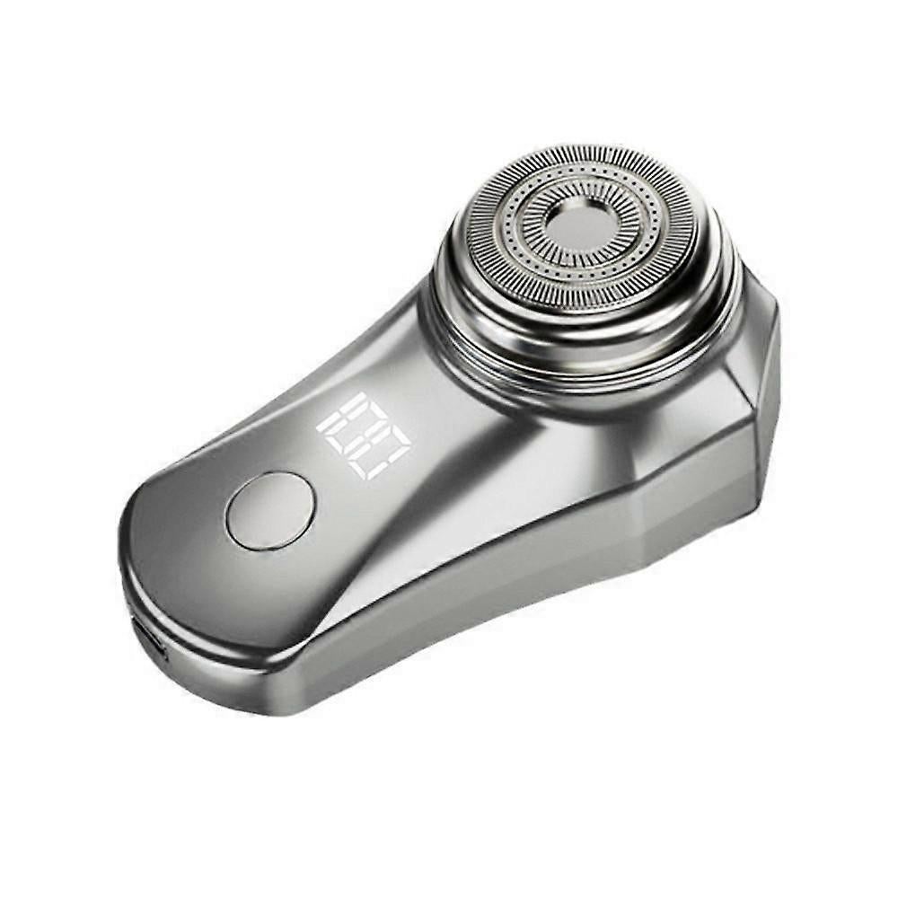 Silver USB Electric Shaver for Men, Compact Beard Razor - Image 1