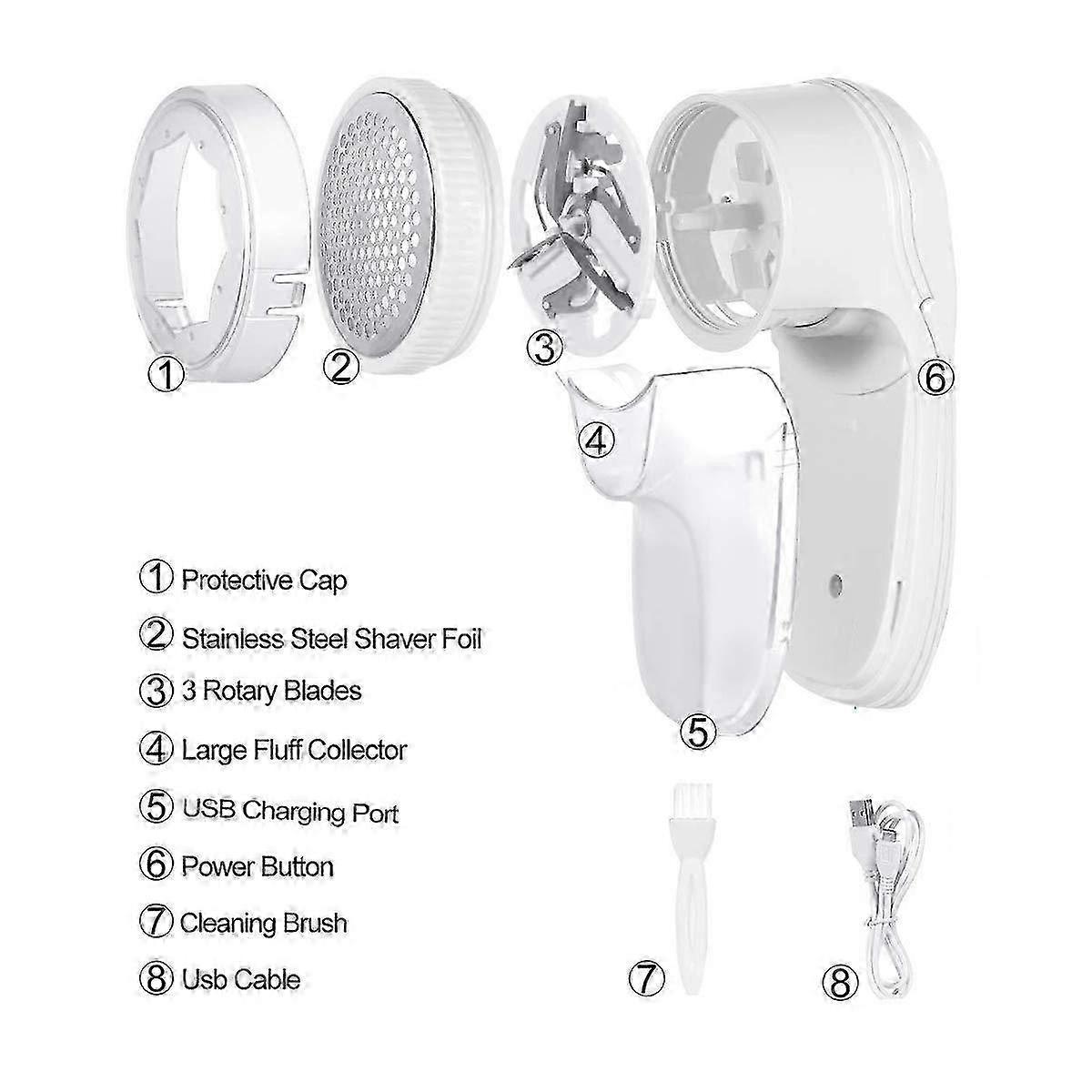 Large Electric Fluff Shaver, White Lint Remover for Clothes - Image 2