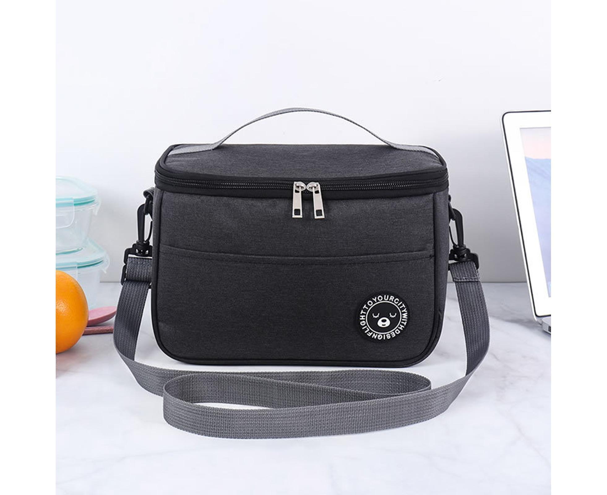 Bento Bag Waterproof Oxford Cloth Lunch Bag-Black - Image 2