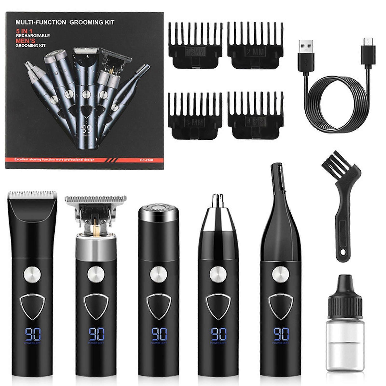 5-in-1 Bald Shaver with LED Display, Multiple Heads for Men's Grooming - Image 2