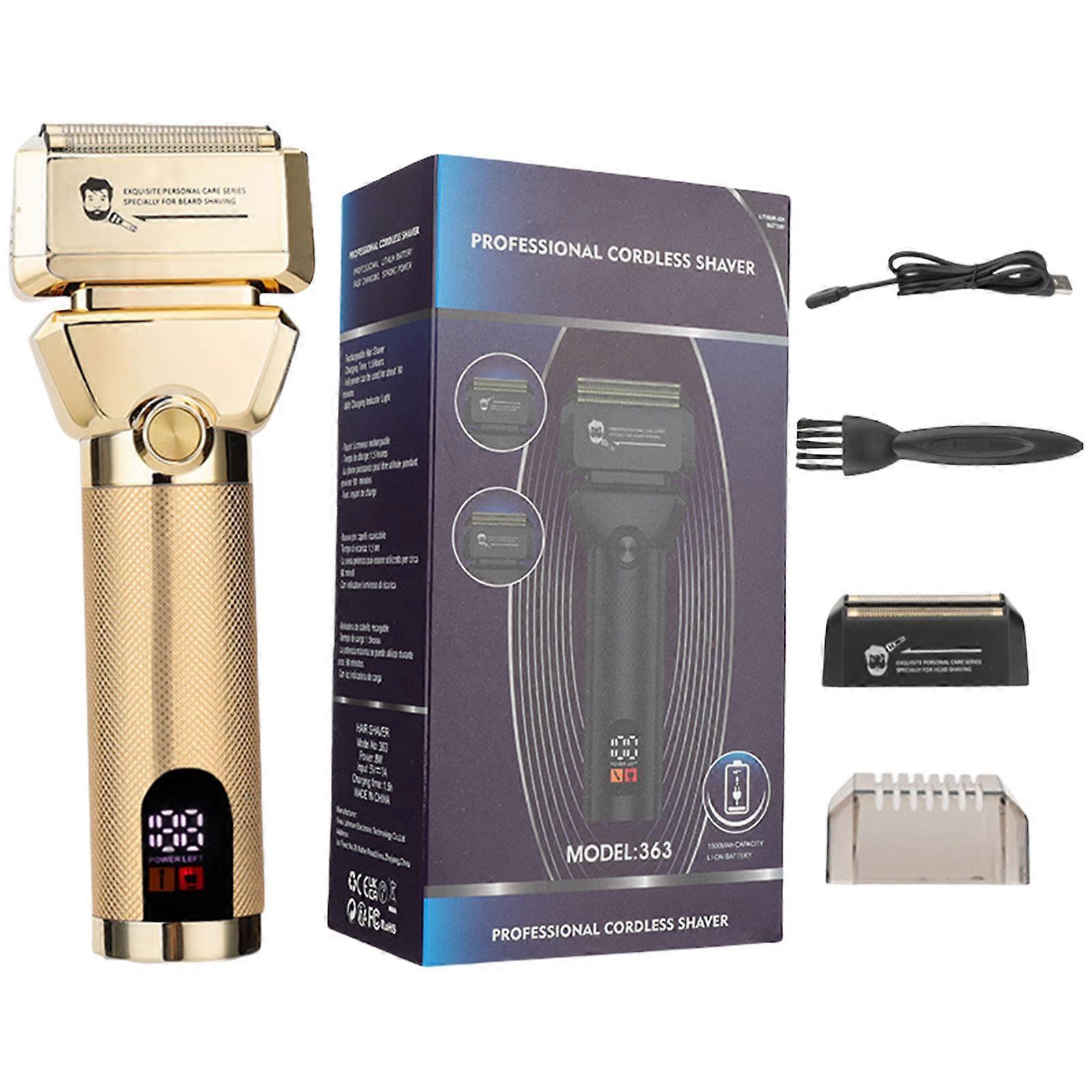 Foil Electric Shaver for Bald Men, Gold Cordless Barber Razor - Image 1