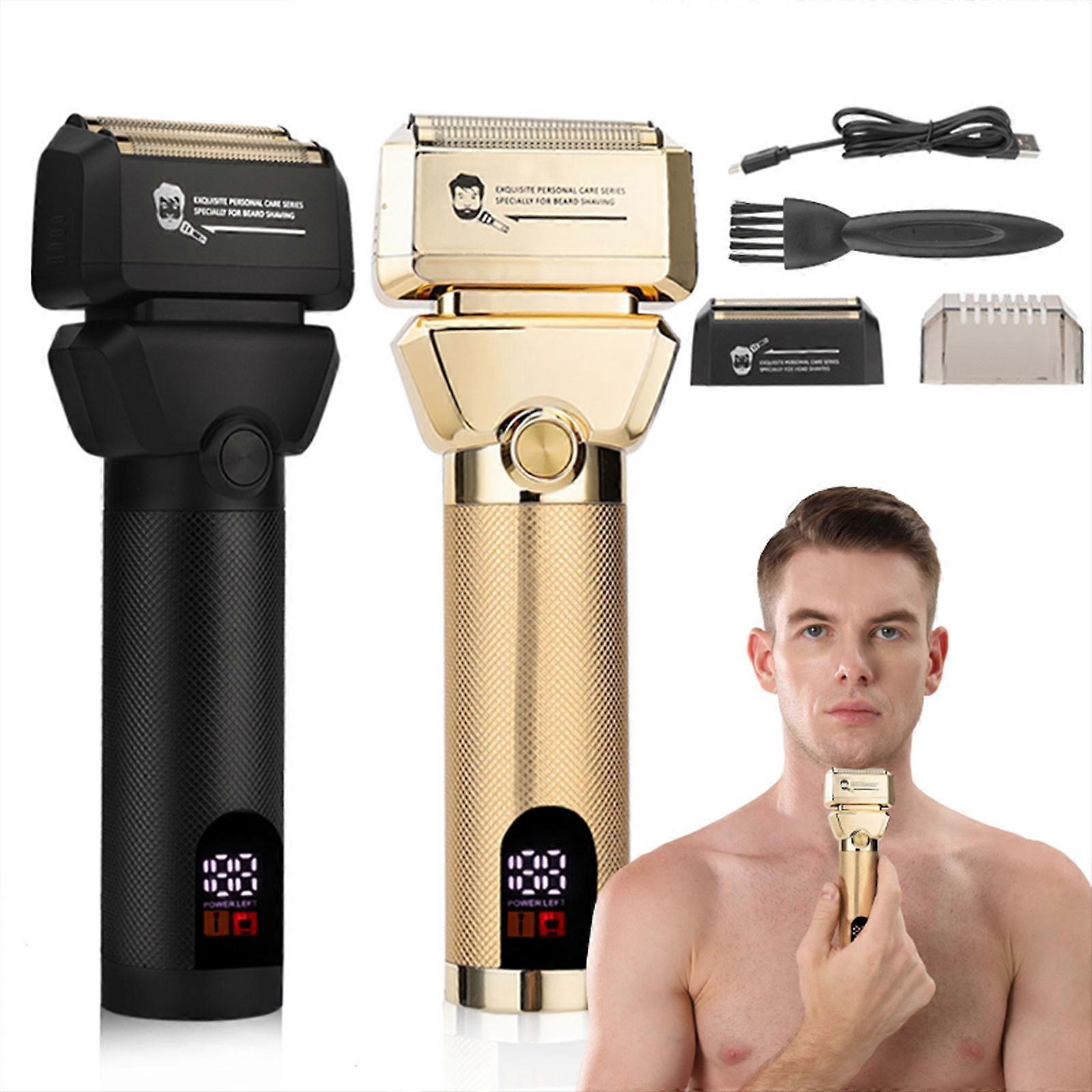 Foil Electric Shaver for Bald Men, Gold Cordless Barber Razor - Image 2