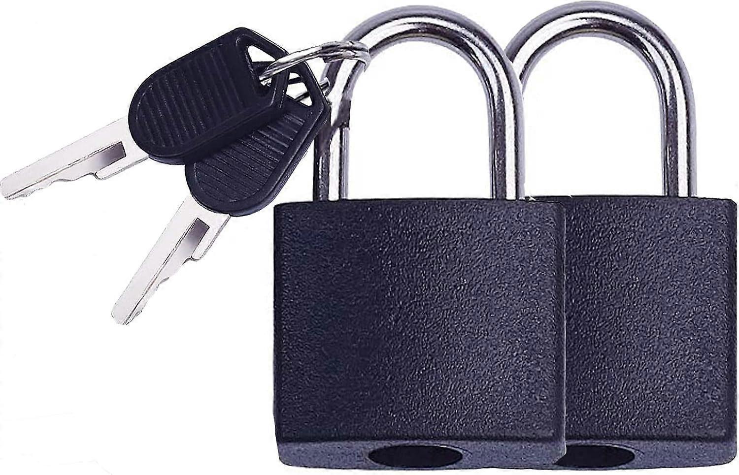 2pcs Mini Luggage Lock with Key - Travel Suitcase Locker Padlock (Black) - Image 1