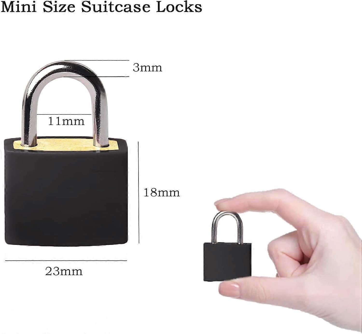 2pcs Mini Luggage Lock with Key - Travel Suitcase Locker Padlock (Black) - Image 2