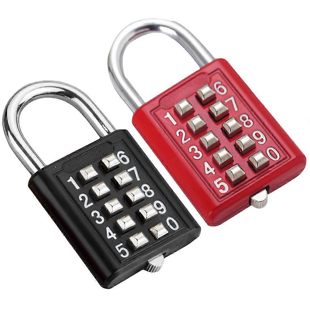 2pcs 10-Digit Luggage Locks - Metal Code Padlocks for Gym, Travel, Backpack - Image 1