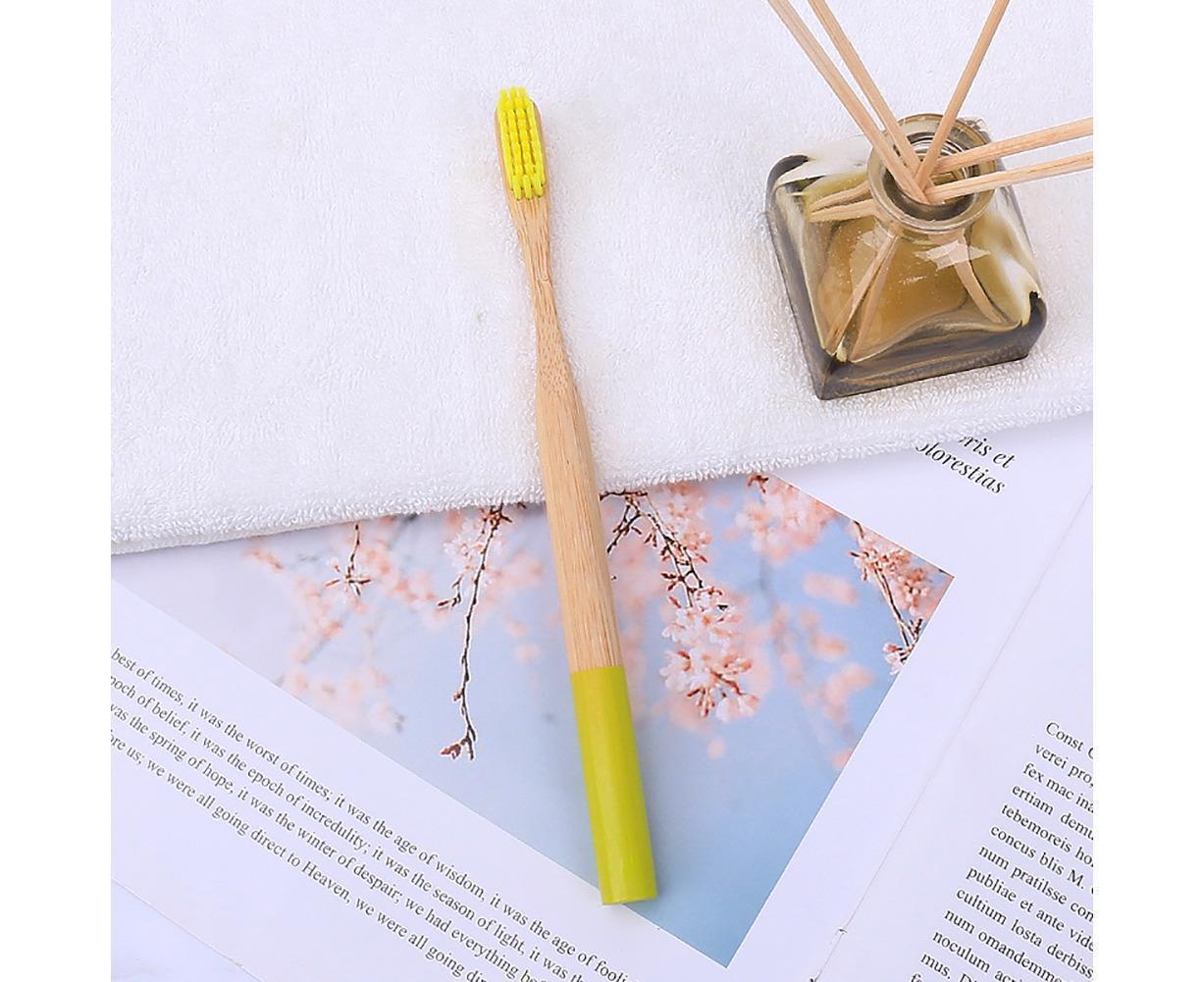 5Pcs Round Bamboo Handle Home Travel Adult Soft Bristles Dental Care Toothbrush-White - Image 4