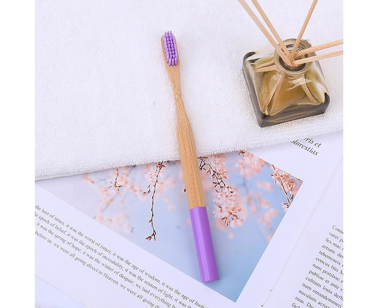 5Pcs Round Bamboo Handle Home Travel Adult Soft Bristles Dental Care Toothbrush-White - Image 6