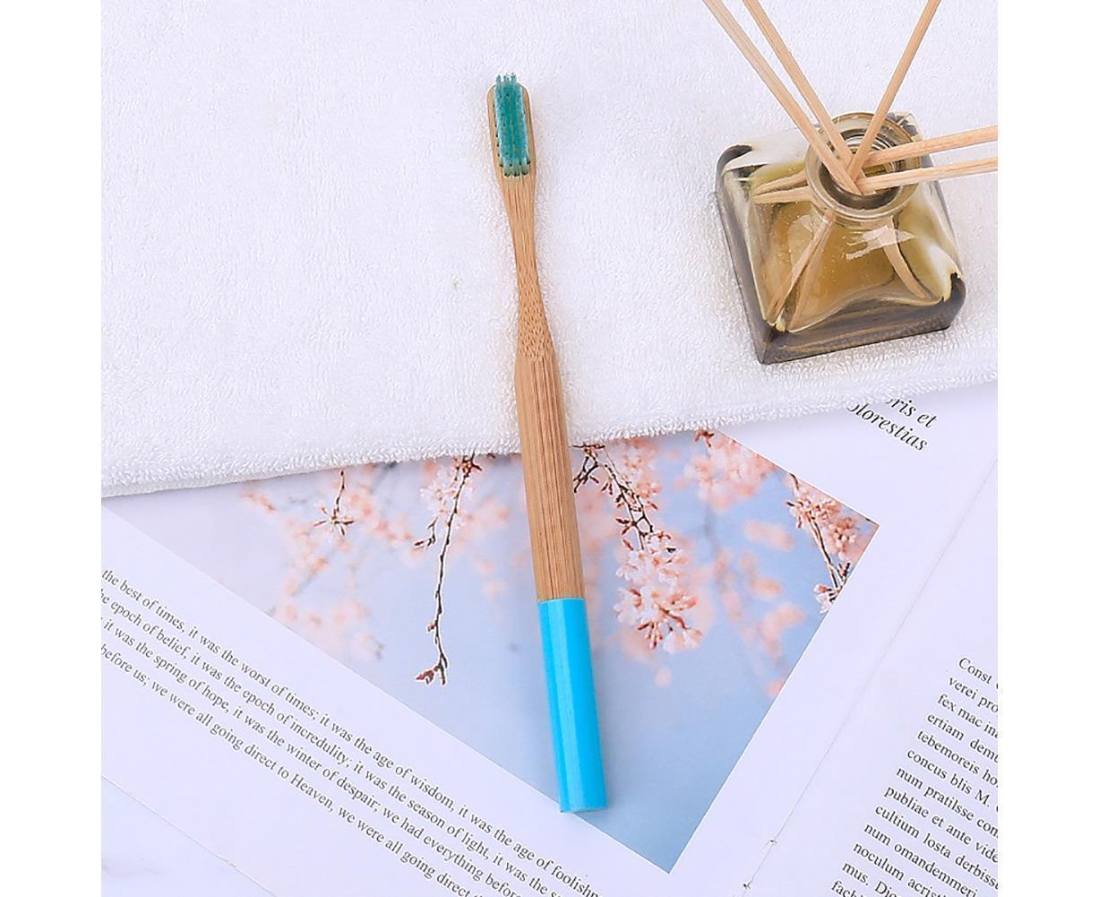 5Pcs Round Bamboo Handle Home Travel Adult Soft Bristles Dental Care Toothbrush-White - Image 8