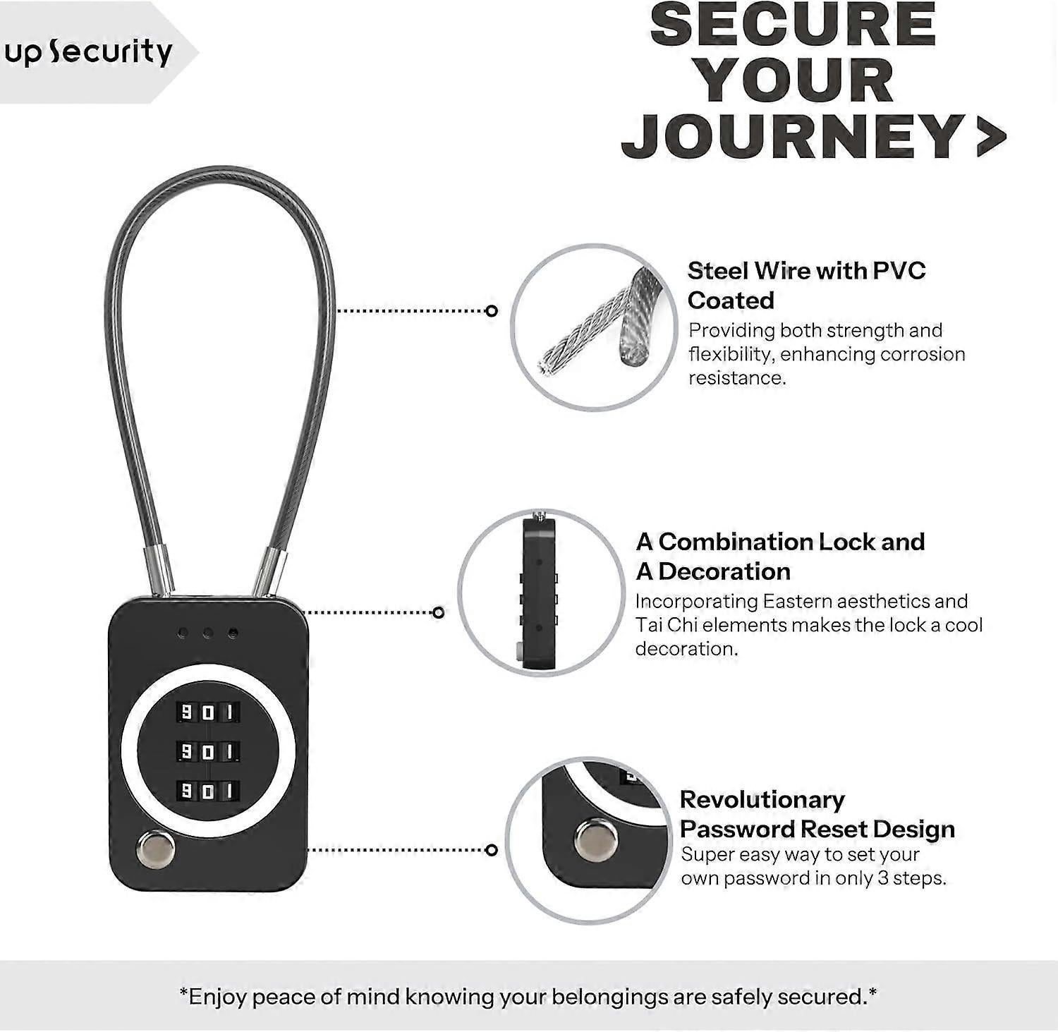 Premium Cable Combo Lock - Coded Travel Lock for Luggage - Image 3