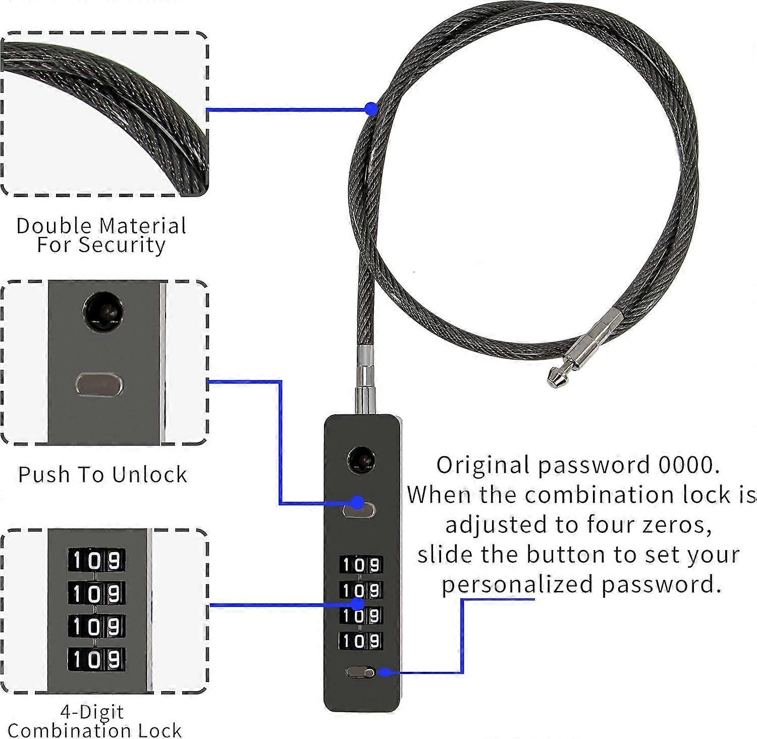 Steel Cable Combo Lock - Weatherproof Travel Luggage Security Lock - Image 2