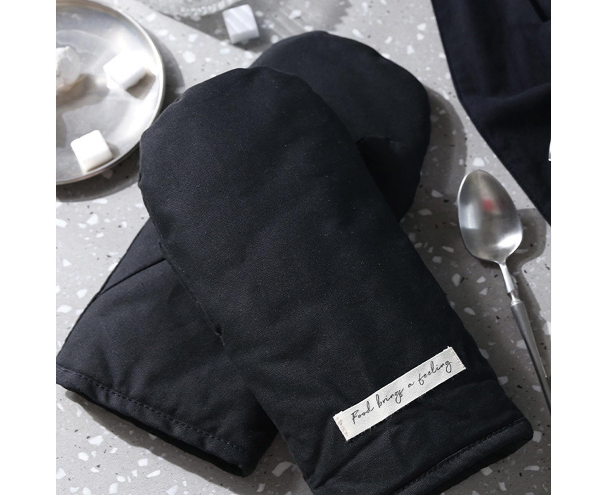 Heat Insulated Glove Cotton Grilling Gloves-Black - Image 2