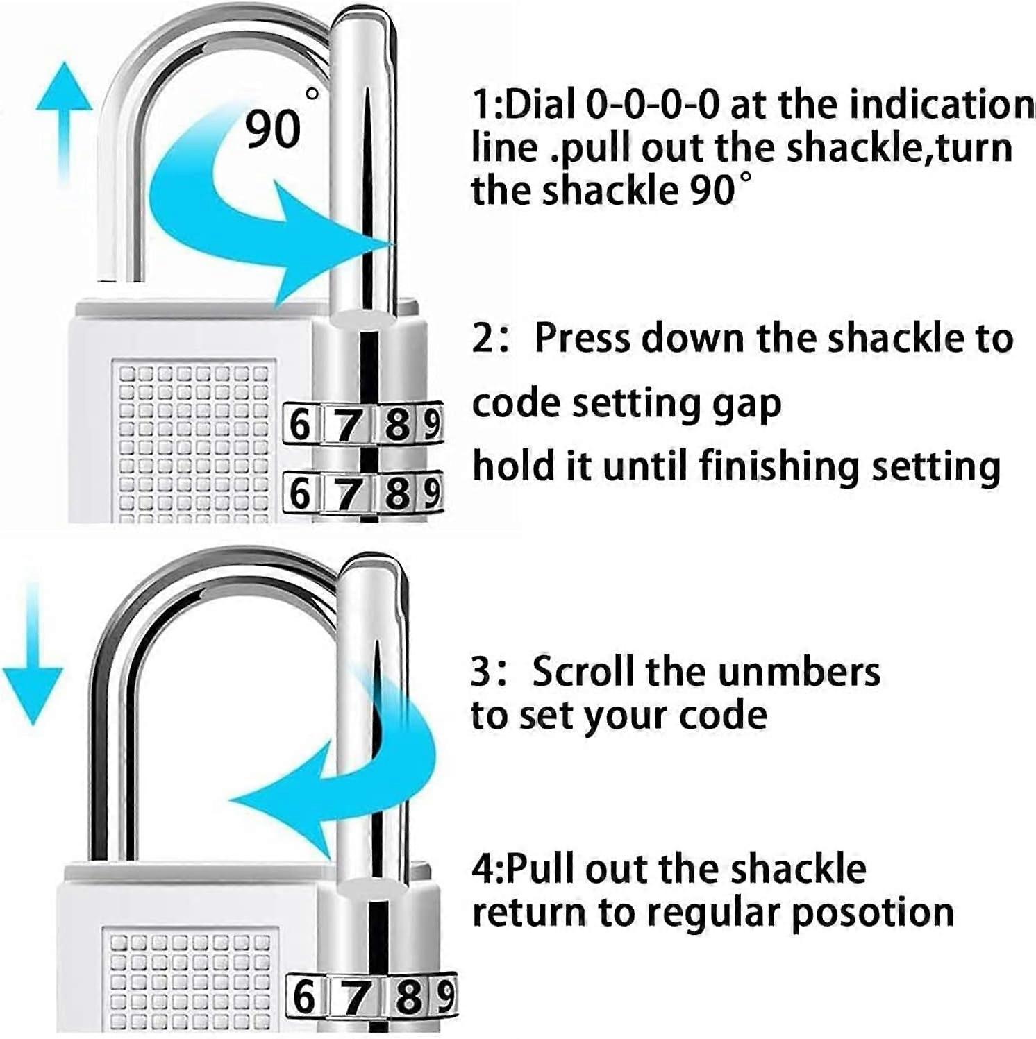 4-Digit Zinc Alloy Combo Padlock - Silver Travel Luggage Lock - Image 2