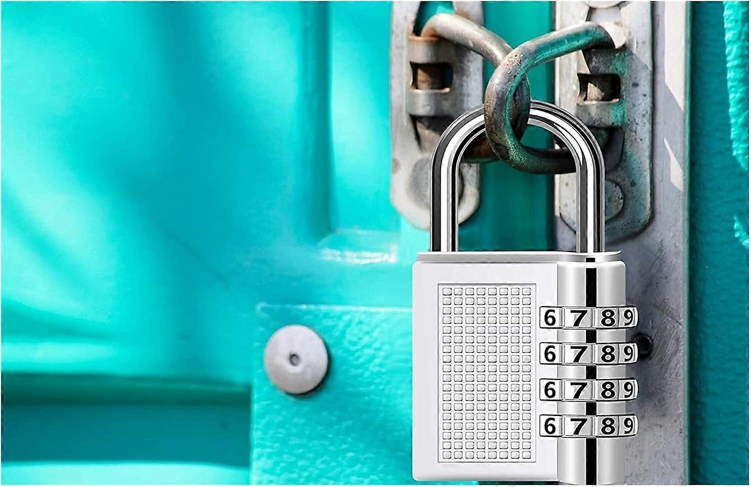 4-Digit Zinc Alloy Combo Padlock - Silver Travel Luggage Lock - Image 3