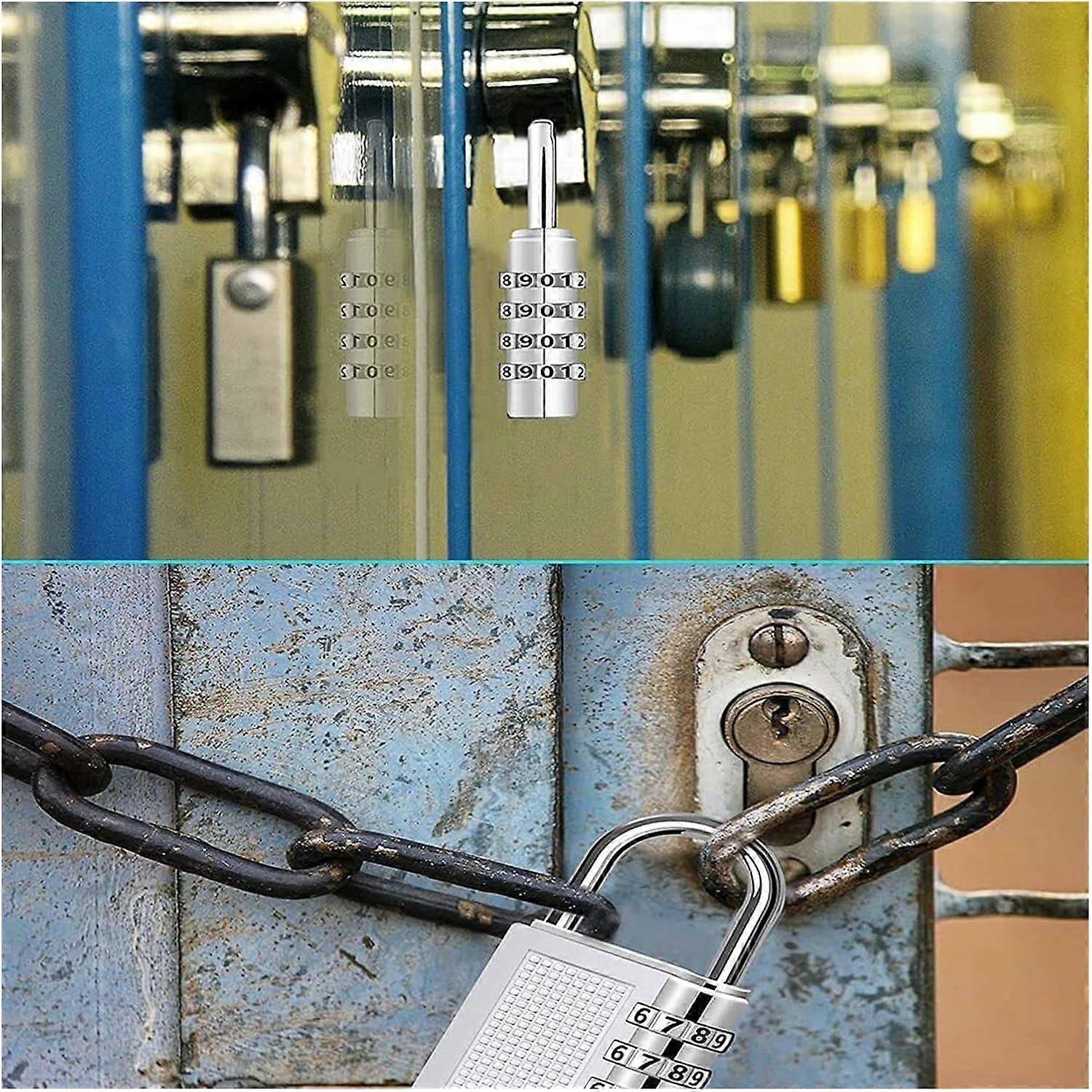4-Digit Zinc Alloy Combo Padlock - Silver Travel Luggage Lock - Image 5