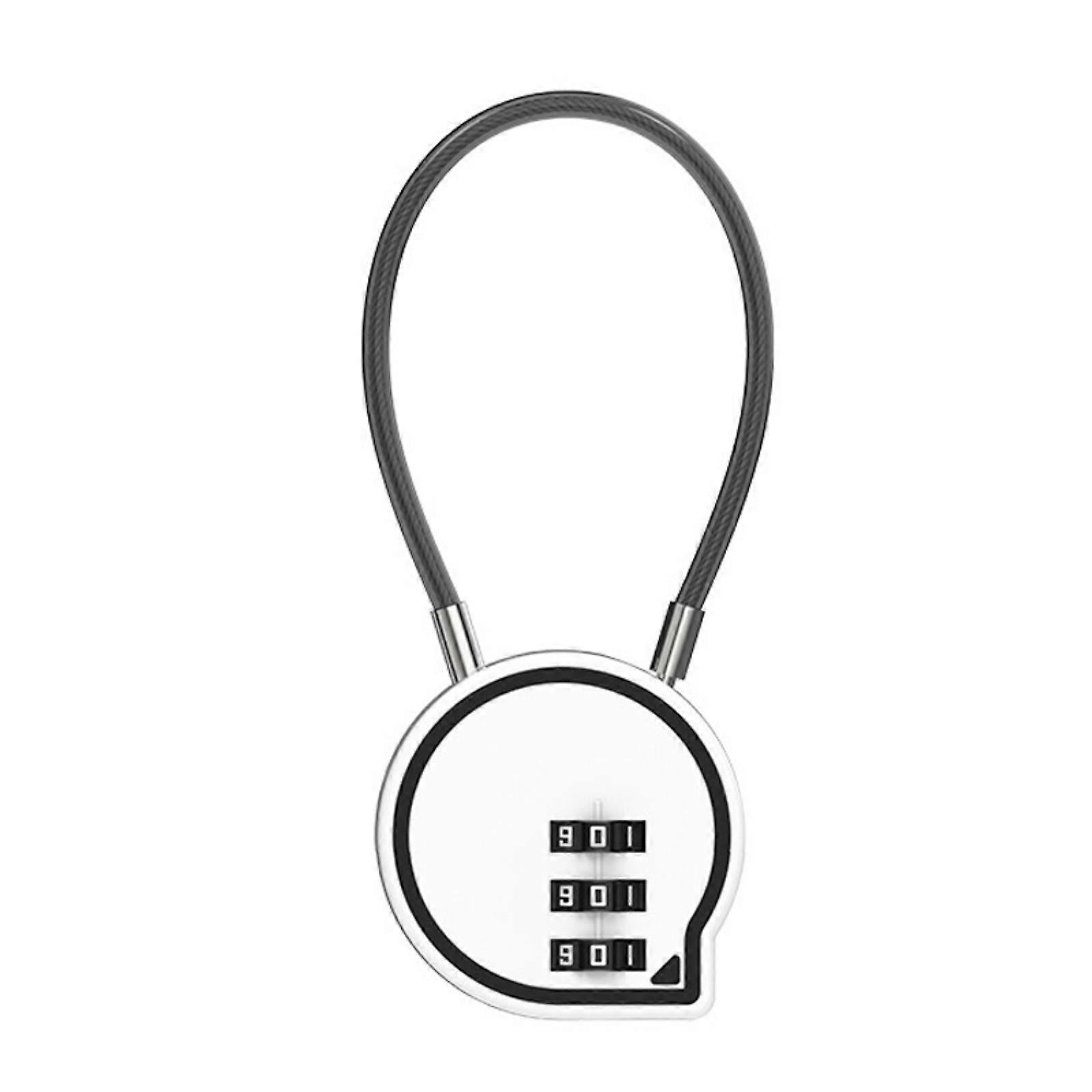 3-Digit Cable Lock - Anti-Theft Luggage Lock for Suitcase/Backpack (White) - Image 1