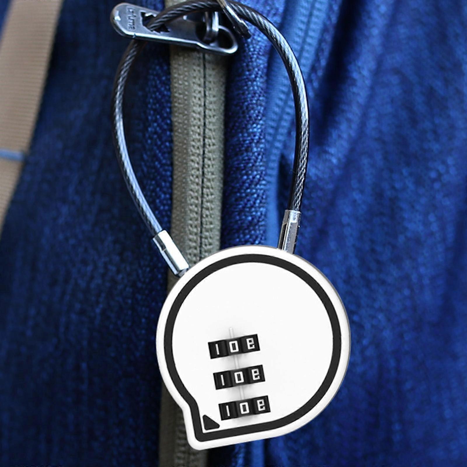3-Digit Cable Lock - Anti-Theft Luggage Lock for Suitcase/Backpack (White) - Image 4