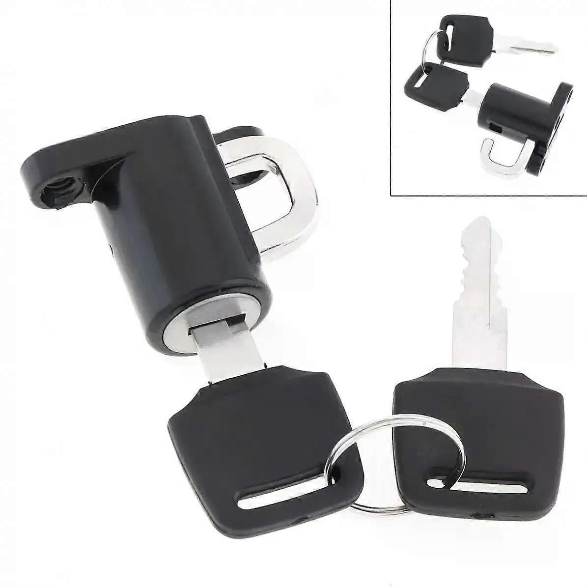 Motorcycle Helmet Lock - Universal Black B-Type with Key - Image 1