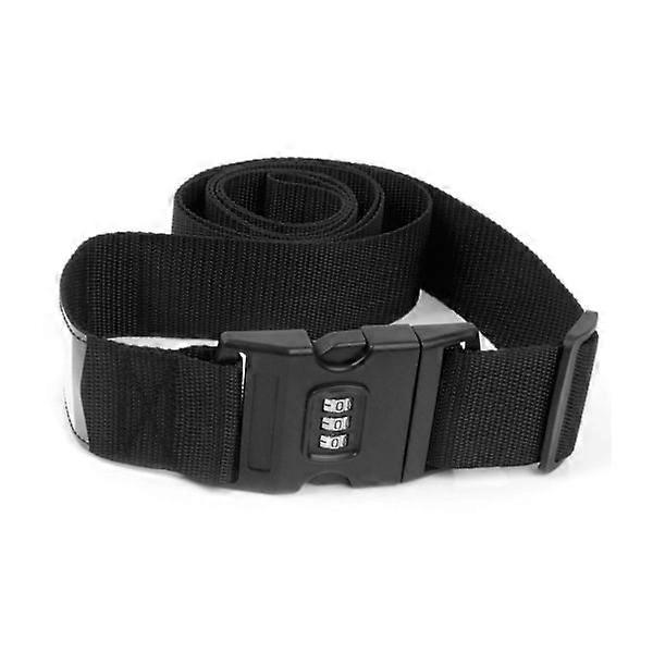 2-Pack Black Luggage Strap with Lock - Adjustable Travel Belt Set - Image 1