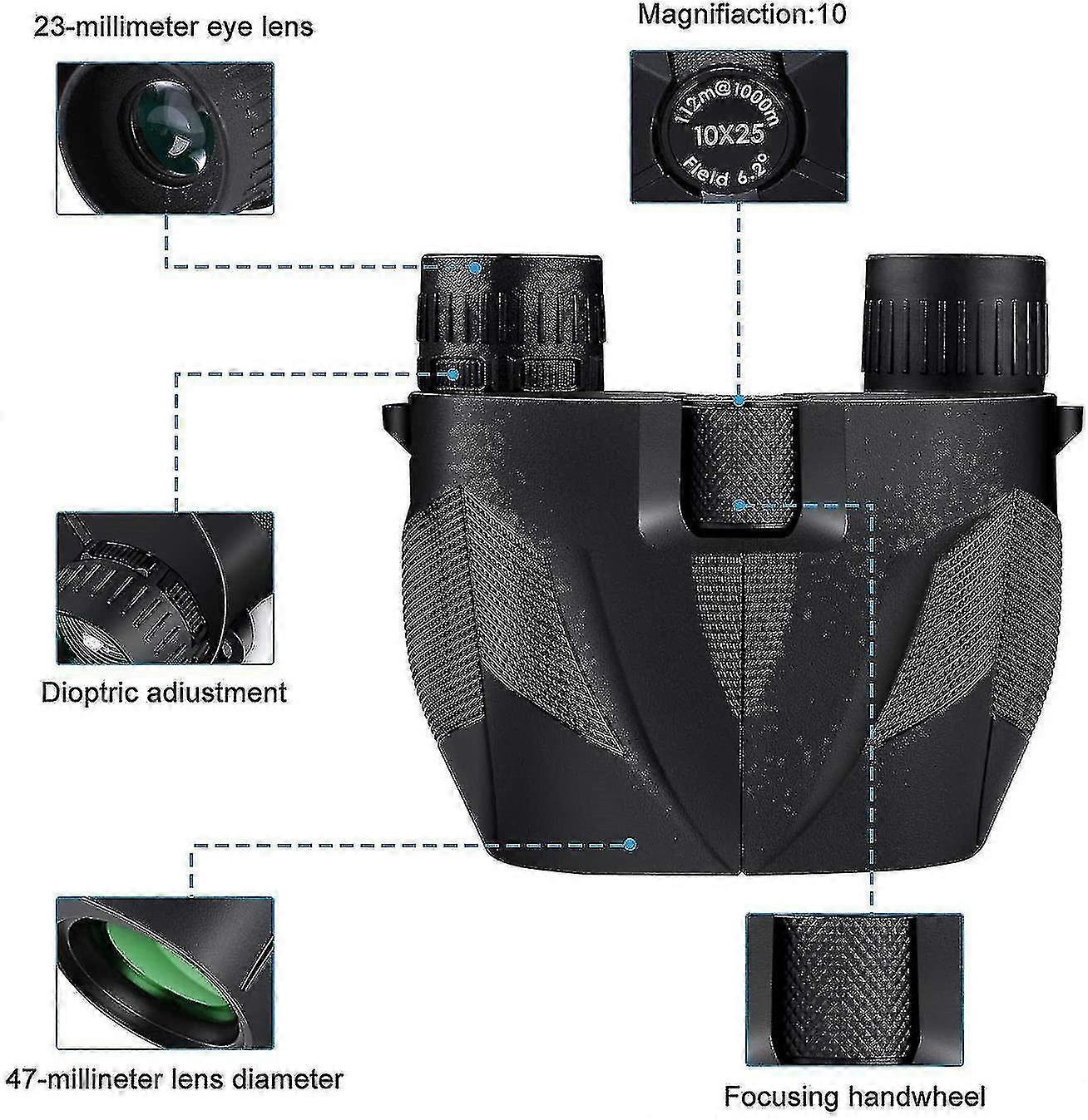 10x25 Binoculars with Strap Compact Lightweight Binoculars for Travel - Image 2