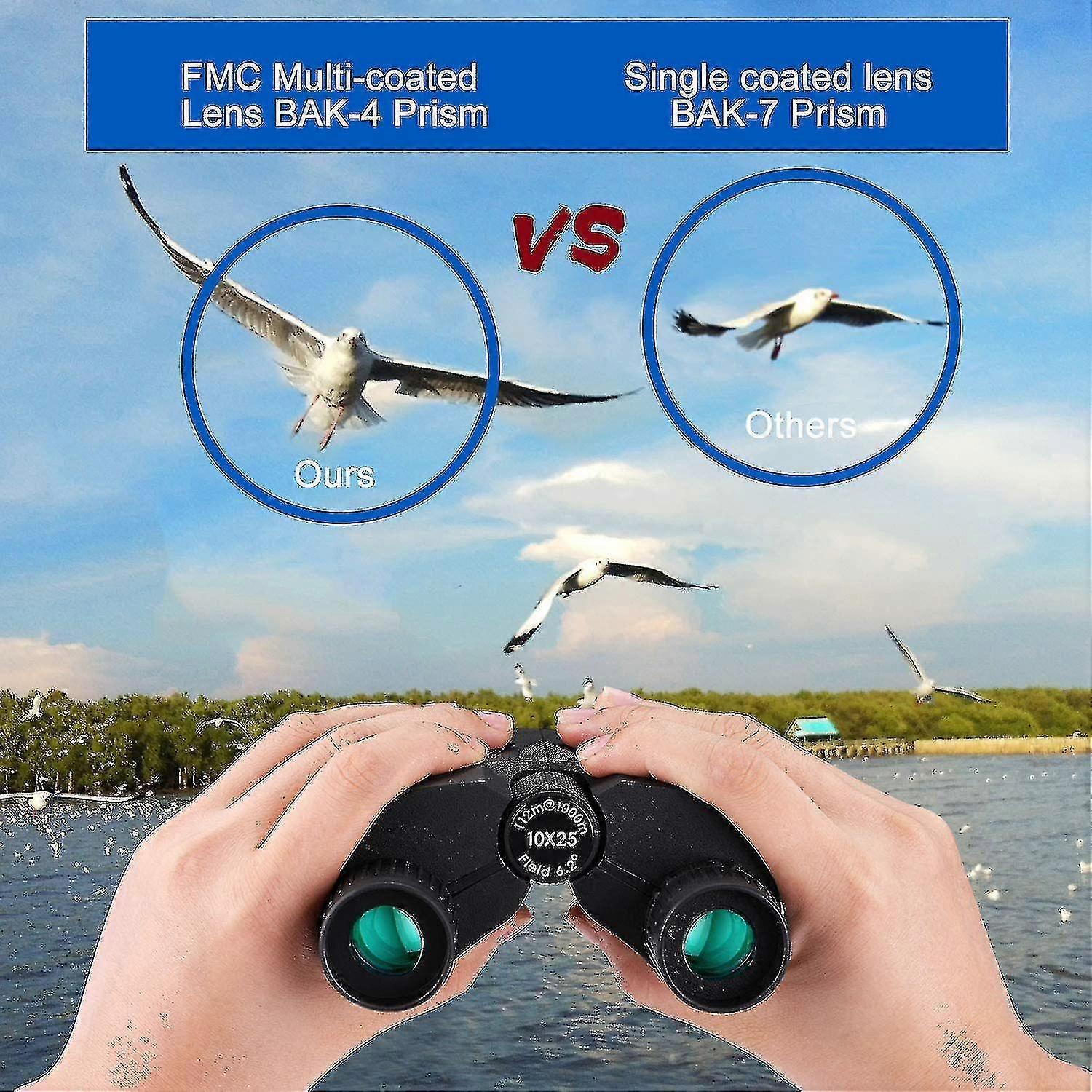 10x25 Binoculars with Strap Compact Lightweight Binoculars for Travel - Image 4