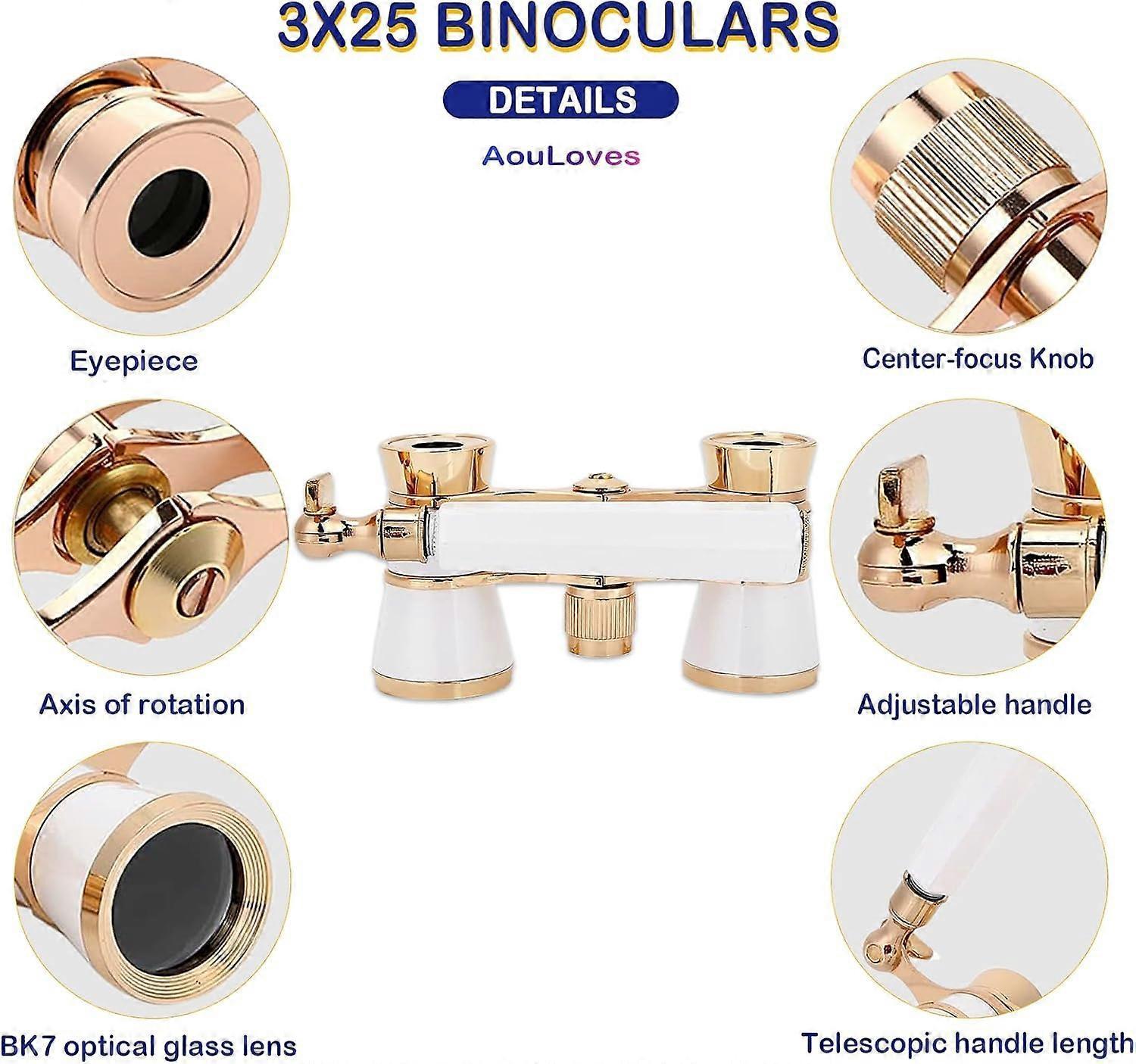 Opera Binoculars 3x25 Glasses Compact Telescope for Concerts and Travel - Image 2