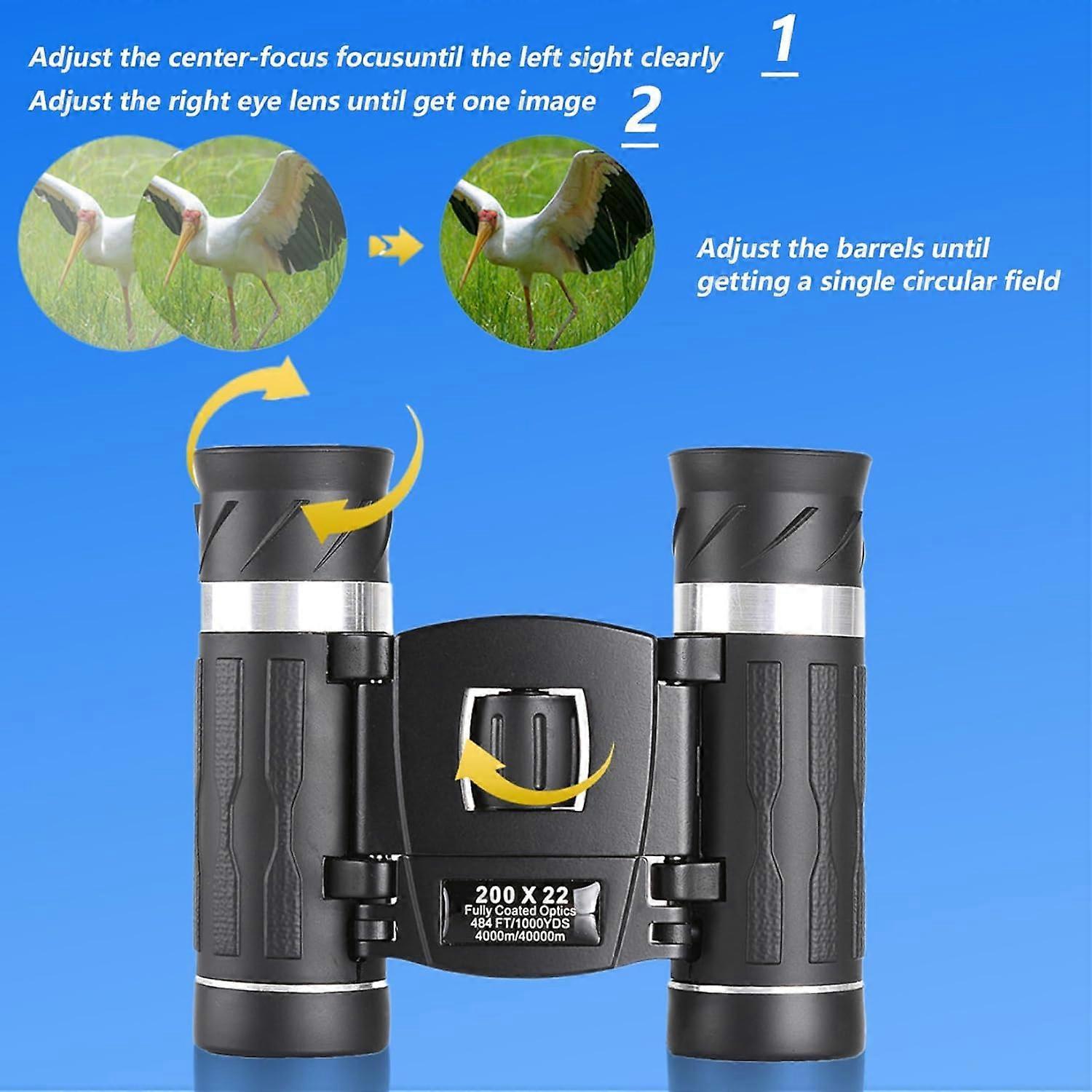200x22 HD Binoculars for Adults High Power Compact Travel Bird Watching Binoculars - Image 2