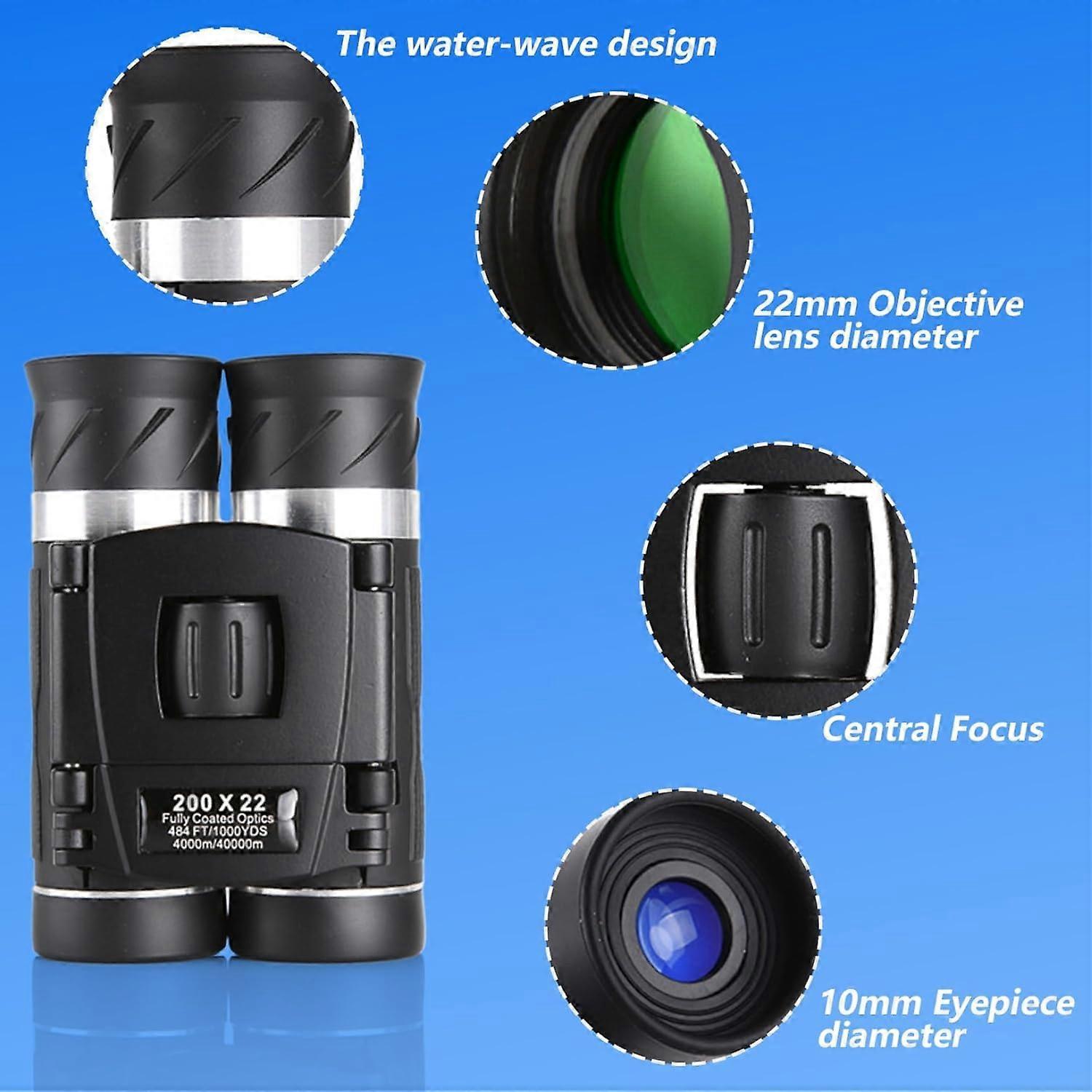 200x22 HD Binoculars for Adults High Power Compact Travel Bird Watching Binoculars - Image 5