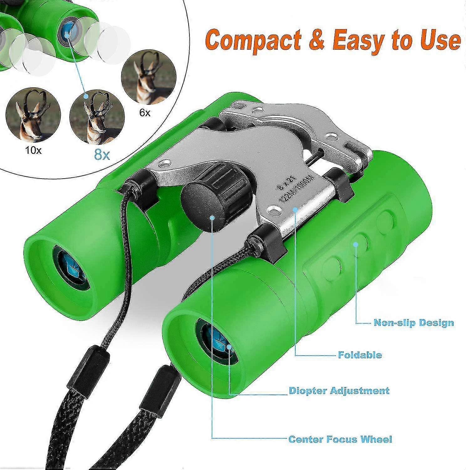 8x24 Waterproof Binoculars for Babies High Magnification Compact Green - Image 4