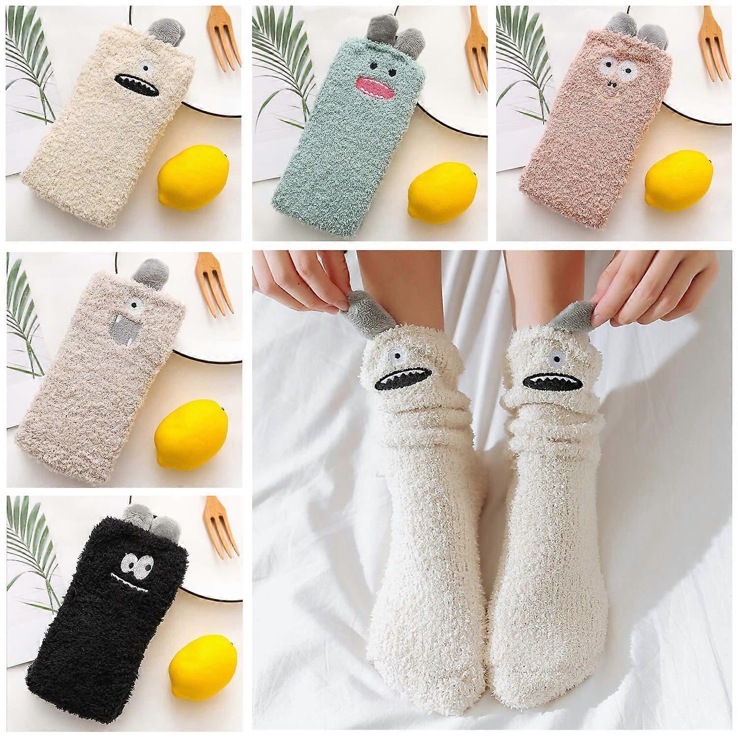 5 Pairs Fluffy Bed Socks for Women Winter Warm Cuddly Christmas Socks - Image 3
