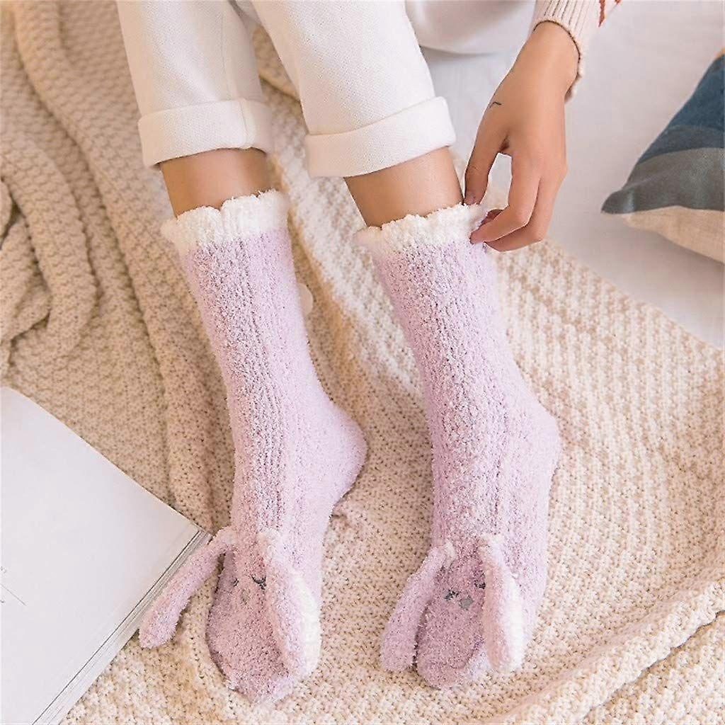 Women's Coral Velvet Fluffy Bed Socks Thick Plush Winter Home Sleeping Socks - Image 4