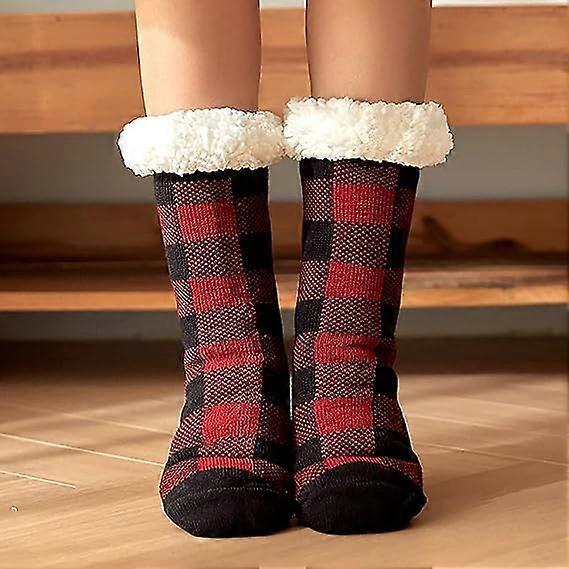 Women's Non-Slip Fluffy House Socks Thick Knitted Bed Socks Winter Warm Plush Socks - Image 2