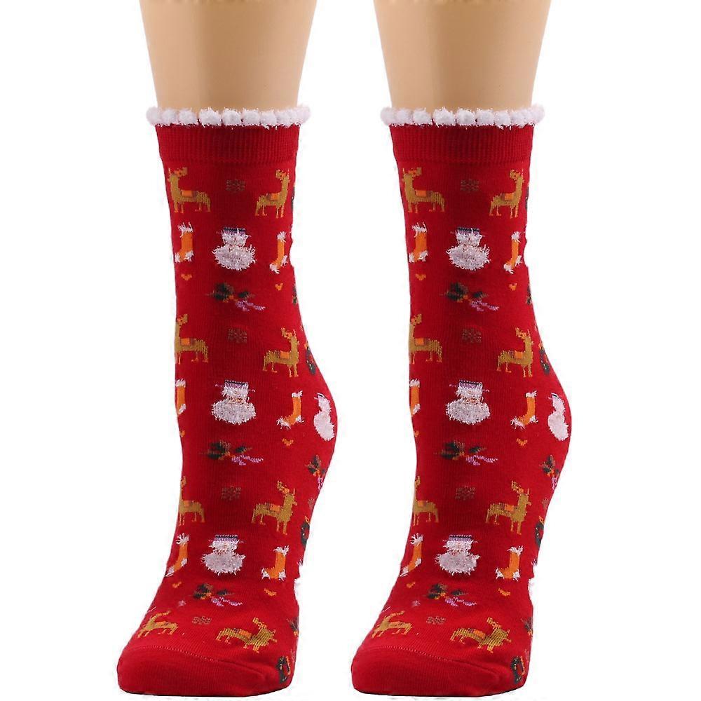 Christmas Socks for Women Wool Mid-Calf Socks Autumn Winter Holiday Warm Socks - Image 1