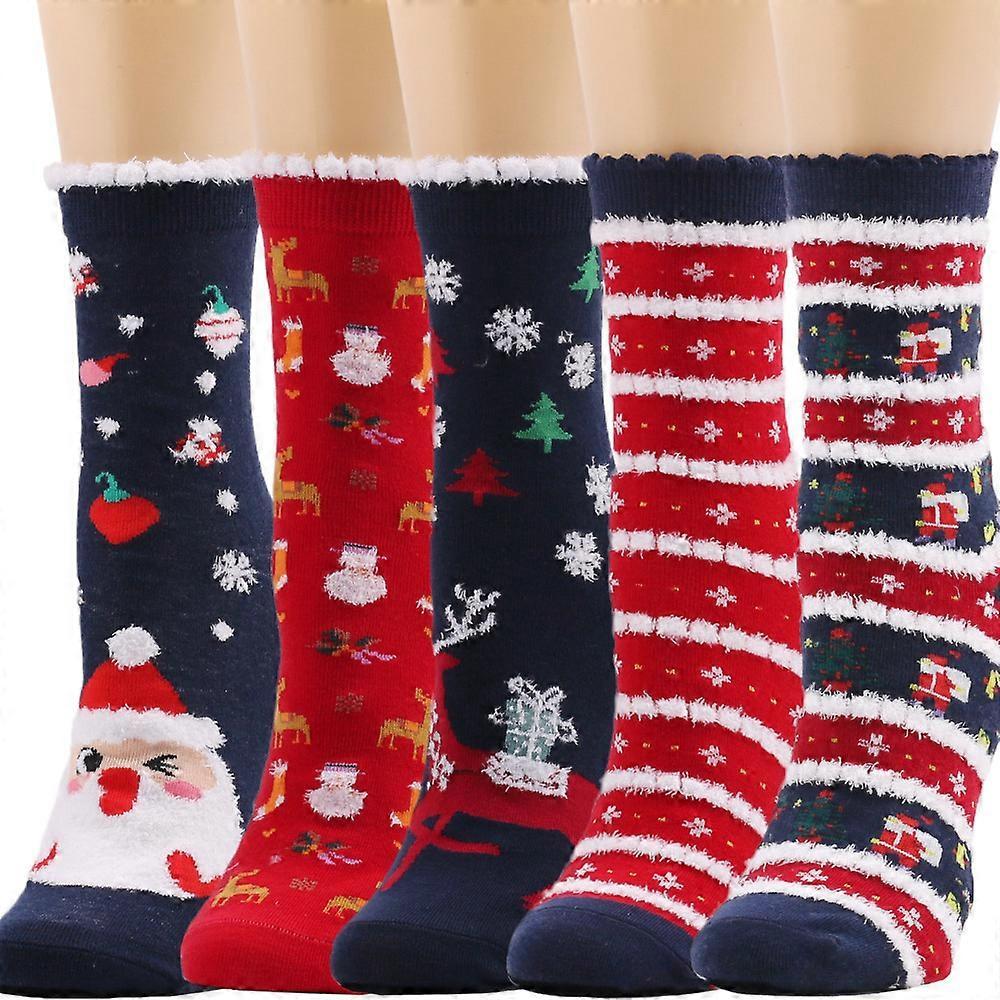 Christmas Socks for Women Wool Mid-Calf Socks Autumn Winter Holiday Warm Socks - Image 2