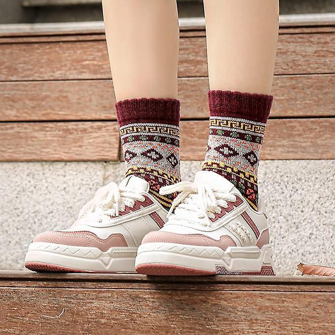 5 Pairs Wool Socks for Women Boot Crew Cozy Soft Warm Winter Socks - Image 3