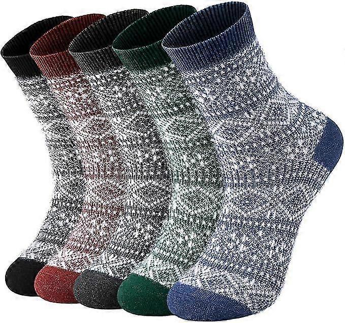 Wool Socks for Women 5 Pairs Warm Boot Crew Cozy Winter Soft Socks Set - Image 1