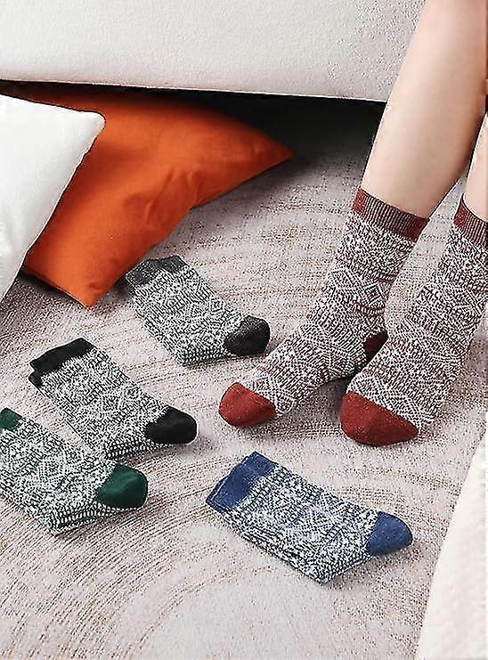 Wool Socks for Women 5 Pairs Warm Boot Crew Cozy Winter Soft Socks Set - Image 4