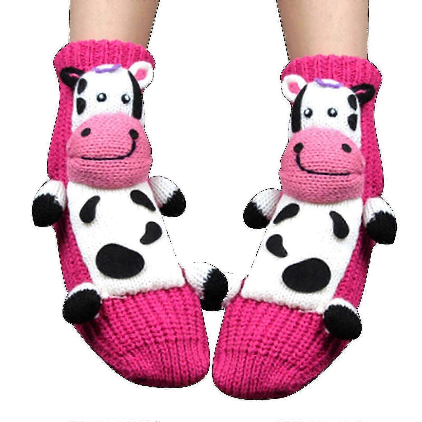 3D Cartoon Wool Christmas Floor Socks Cute Thick Sleep Socks for Winter - Image 1