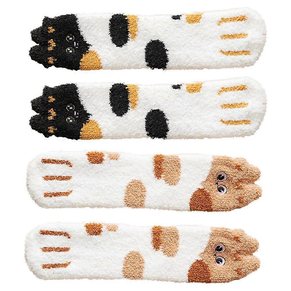 2 Pairs Girls Mid-Calf Winter Socks Cute Warm Soft Casual Socks for Cold Weather - Image 3