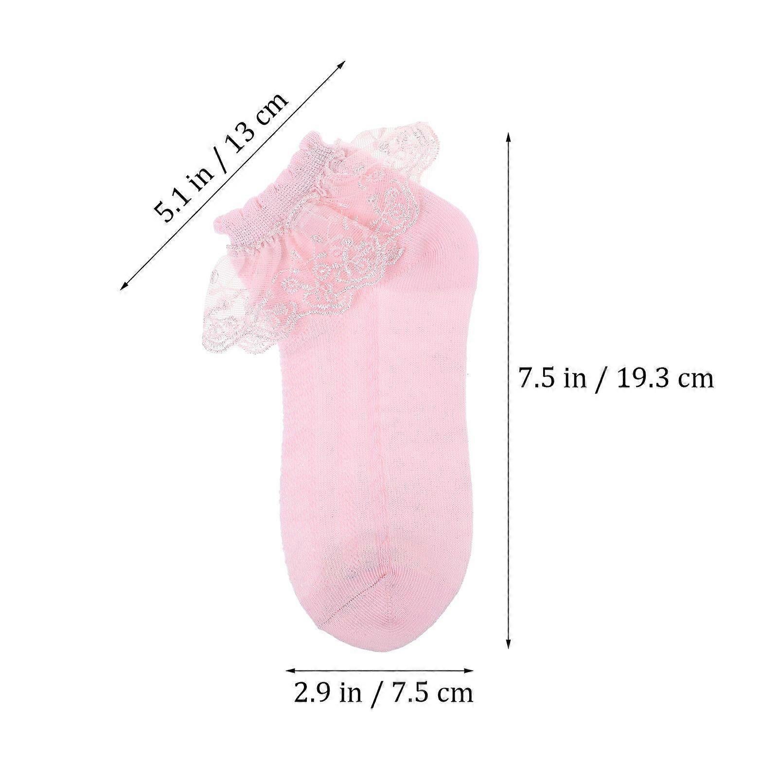4 Pairs Girls Ruffle Lace Ankle Socks Thin Breathable Boot Dress Socks - Image 4