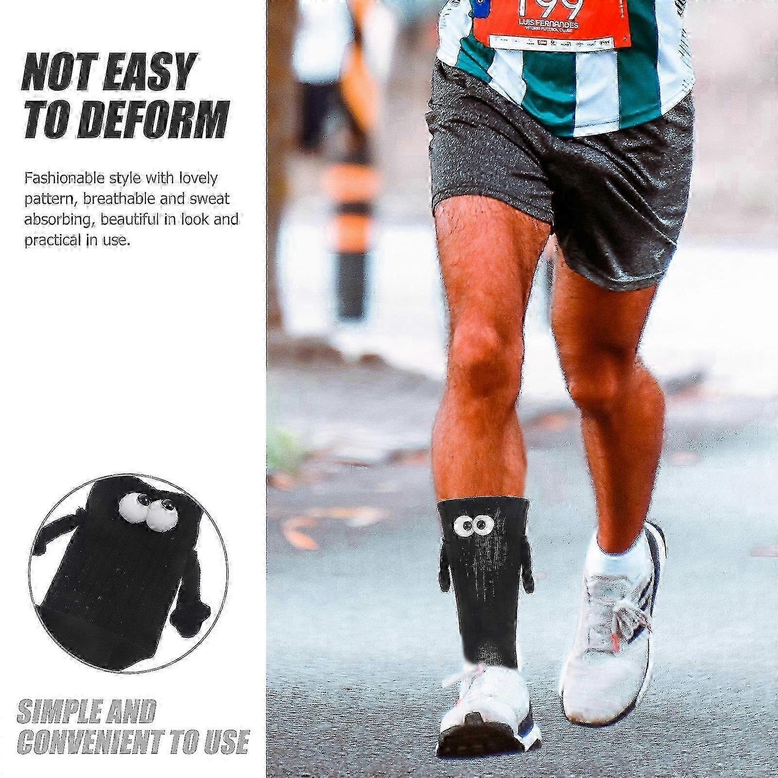1 Pair Cotton Sports Socks Middle-Calf Hand Holding Pattern Crew Socks - Image 2
