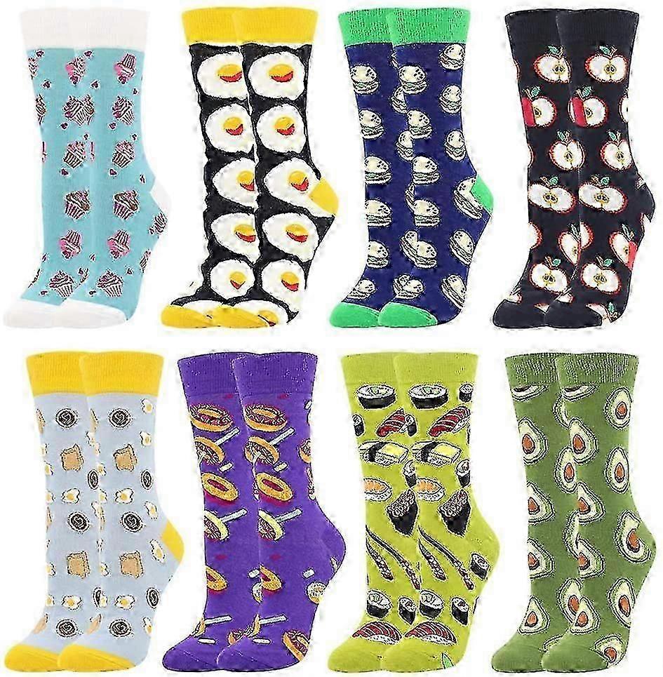 Women's Cotton Novelty Print Socks Animal Food Pattern Cute Pack Socks - Image 1