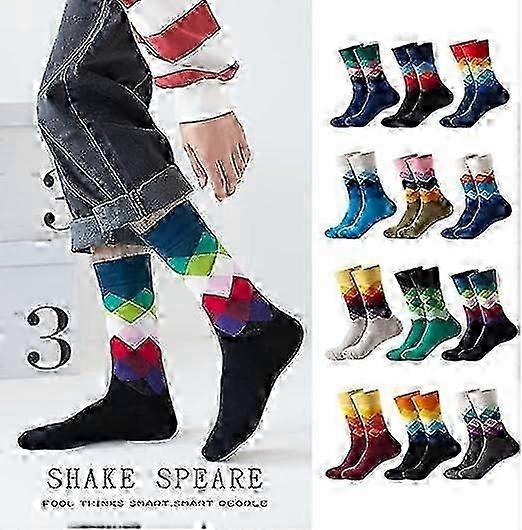 12 Pairs Mens Rhombus Basketball Socks Gradient Pattern Sports Crew Socks - Image 2