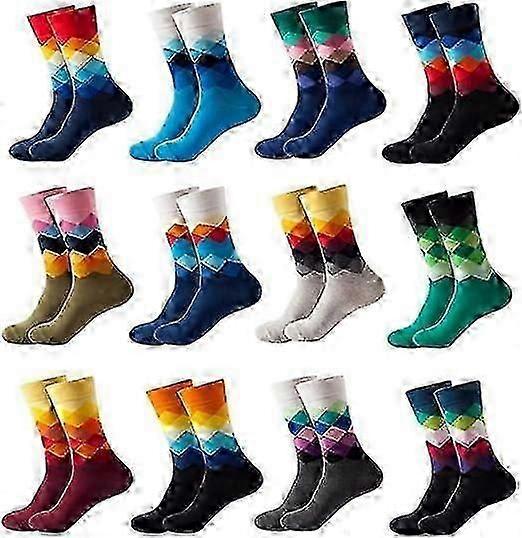 12 Pairs Mens Rhombus Basketball Socks Gradient Pattern Sports Crew Socks - Image 3